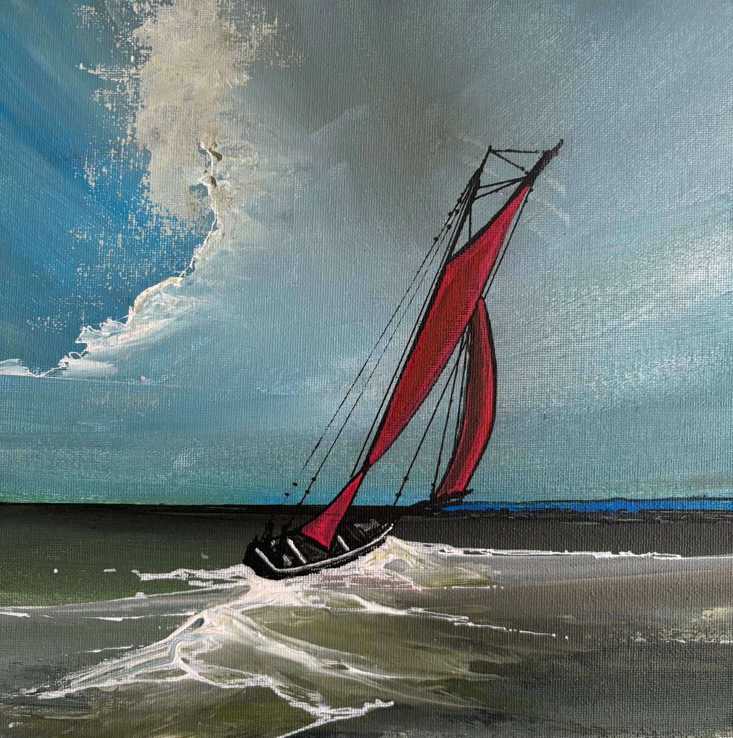 Coming About - Acrylic on Canvas Board 10 X 10 inch