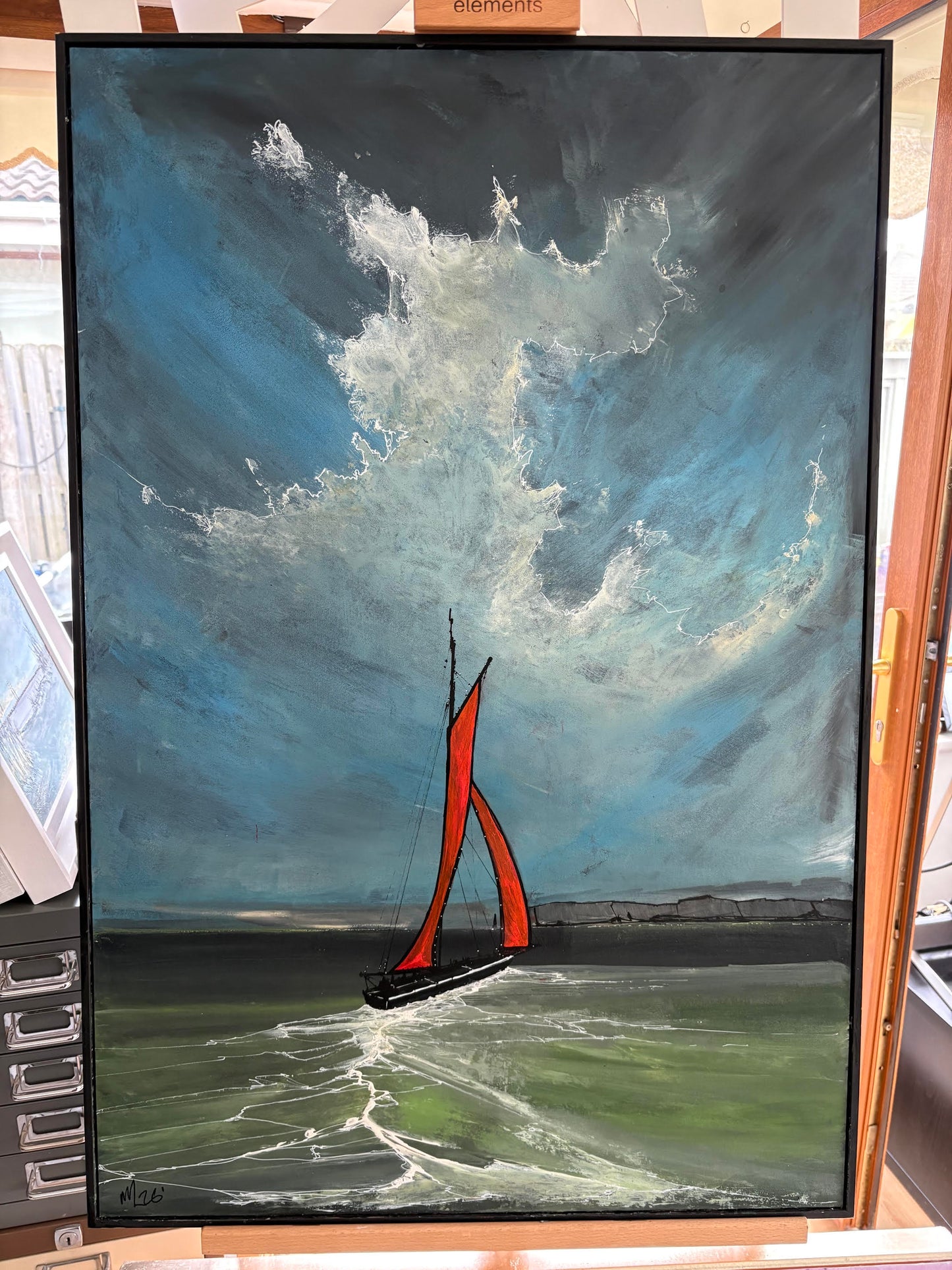 The Irish Rover loose on the wave - Acrylic on Canvas stretched and raised 62 x 91 CM