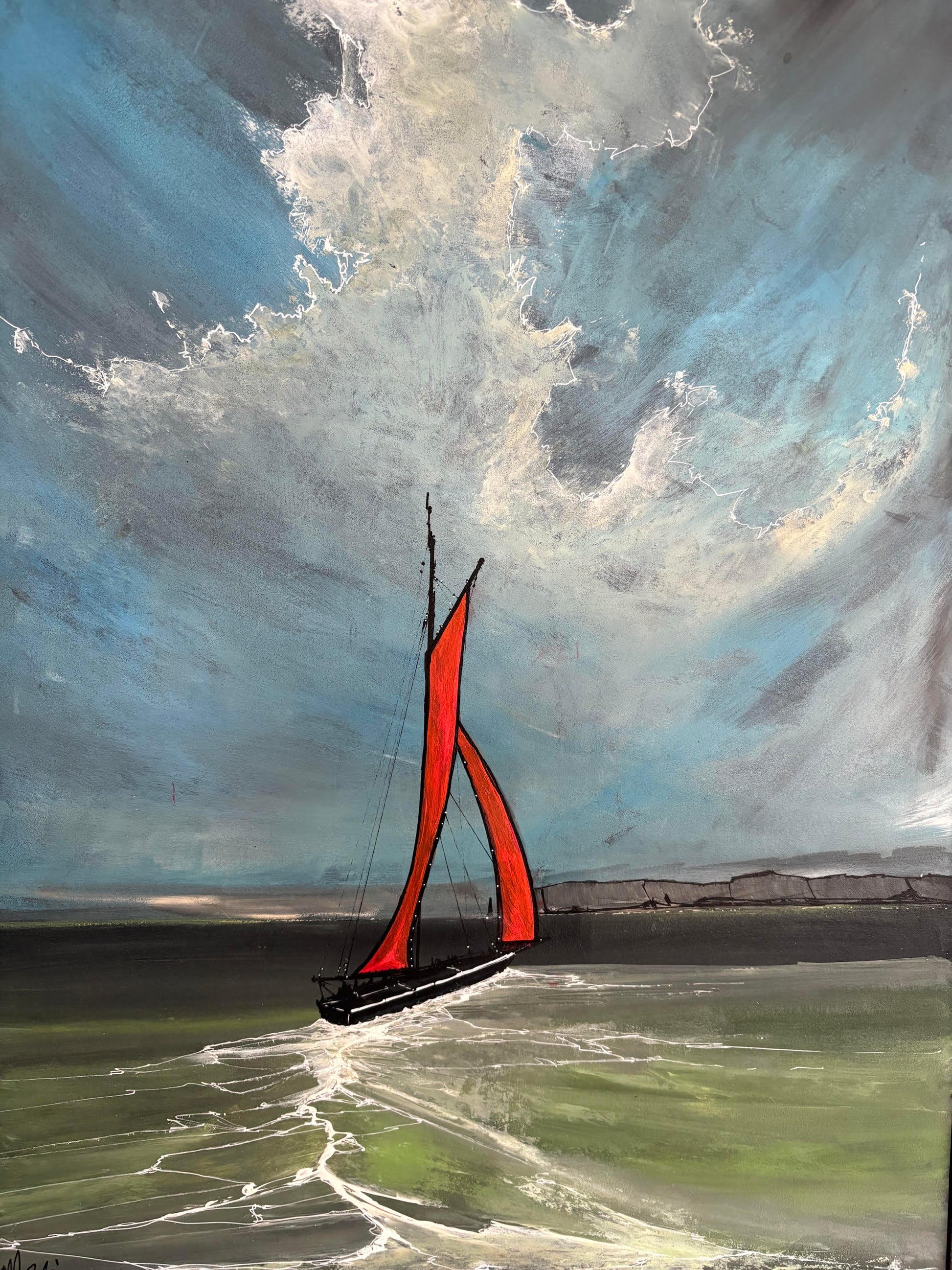Galway Hooker Painted - acrtlic irish art 
